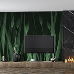 Papier peint Herbe verte sur fond noir