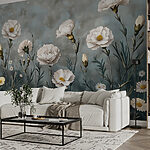 Papier peint Peinture de fleurs blanches