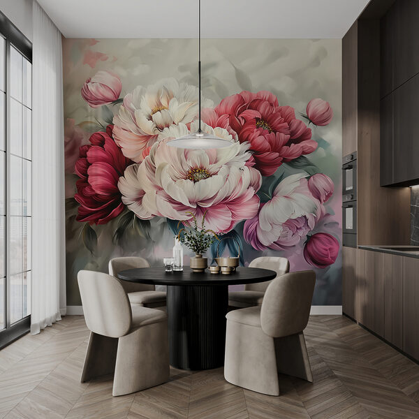 Papier peint Peinture de fleurs sur une surface