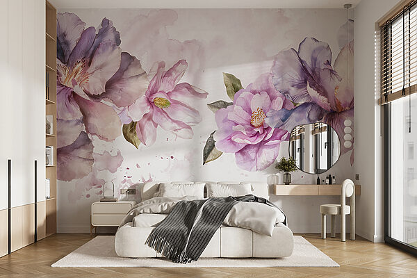 Groupe de fleurs violettes Papier peint Groupe de fleurs violettes