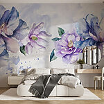 Papier peint Groupe de fleurs sur fond blanc