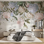 Papier peint Les fleurs et les papillons dansent ensemble