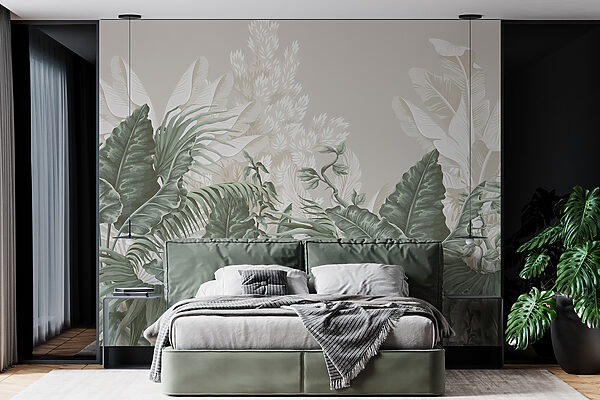 Sérénité tropicale dans des tons doux Papier peint Sérénité tropicale dans des tons doux