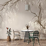 Papier peint Branche d'arbre avec des fleurs blanches