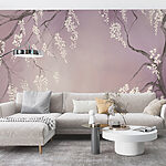 Papier peint Branche d'arbre avec des fleurs blanches
