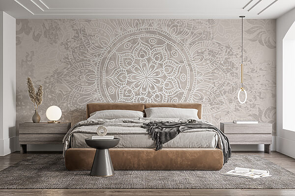 Mandala blanc et gris Papier peint Mandala blanc et gris