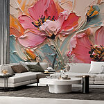 Papier peint Peinture de fleurs sur toile
