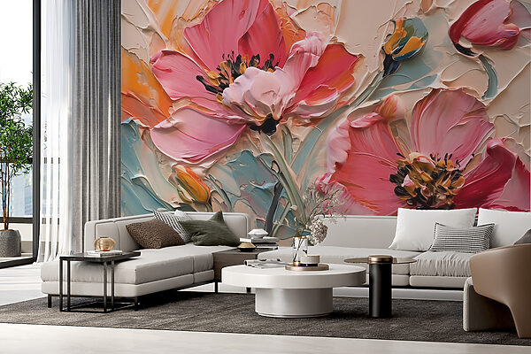Peinture de fleurs sur toile Papier peint Peinture de fleurs sur toile