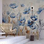 Papier peint Peinture de fleurs bleues