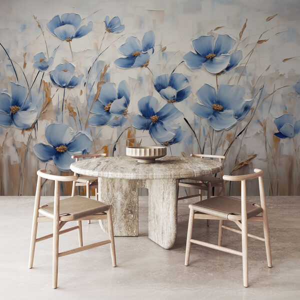 Papier peint Peinture de fleurs bleues (UGS : w01045) Papier peint Papier peint Peinture de fleurs bleues (UGS : w01045)