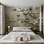 Papier peint Mur avec fleurs et branches