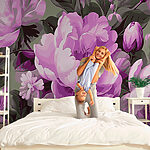 Papier peint Des fleurs violettes luxuriantes s'épanouissent