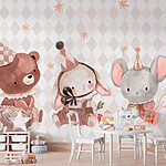 Papier peint Groupe d'animaux portant des chapeaux