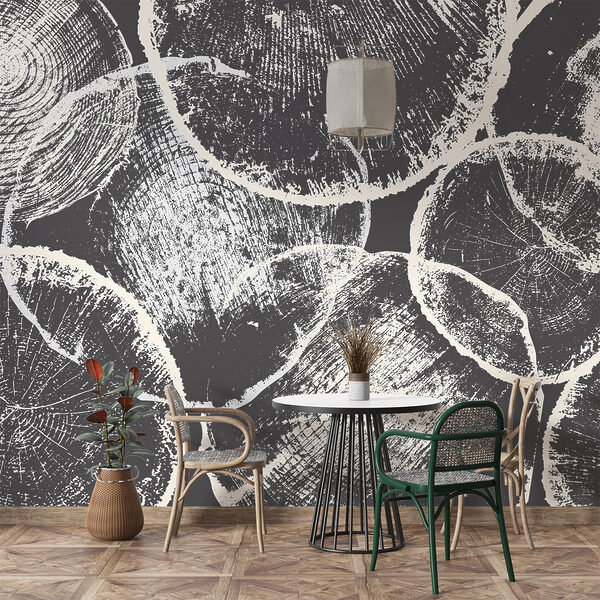 Papier peint Groupe de cercles sur fond gris (UGS : w01508) Papier peint Papier peint Groupe de cercles sur fond gris (UGS : w01508)