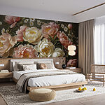 Papier peint Bouquet de fleurs roses et blanches