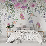 Papier peint Peinture de fleurs et de papillons