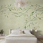 Papier peint Peinture d'une branche avec des feuilles