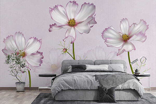 Groupe de fleurs blanches Papier peint Groupe de fleurs blanches