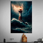 Tableaux Canvas prints Lighthouse in the ocean
