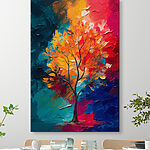 Tableaux Canvas prints Painting of a tree with orange and blue leaves