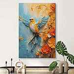 Tableaux Canvas prints Bird on a branch with flowers