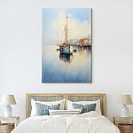 Tableaux Aquarelle d'un bateau dans un port