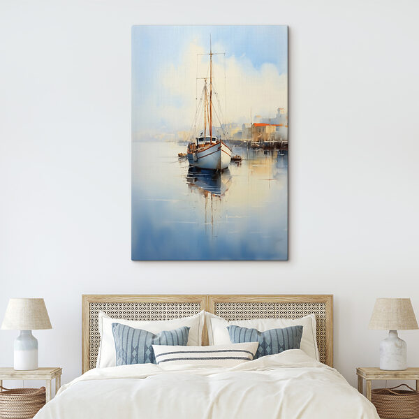 Aquarelle d'un bateau dans un port Tableaux Aquarelle d'un bateau dans un port