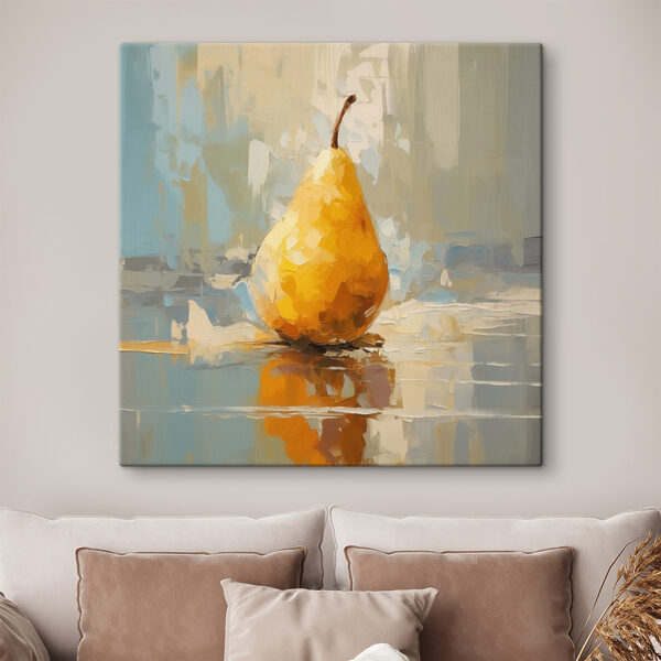 Poire jaune sur une surface réfléchissante Tableaux Poire jaune sur une surface réfléchissante