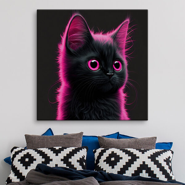 Chat noir à poils roses Tableaux Chat noir à poils roses