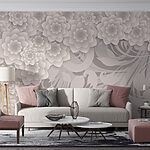 Papier peint Élégant motif floral monochrome.