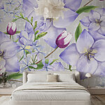 Papier peint Fleurs délicates sur toile grise