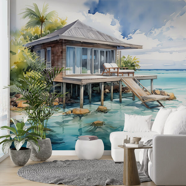 Aquarelle d'une maison sur pilotis Papier peint Aquarelle d'une maison sur pilotis