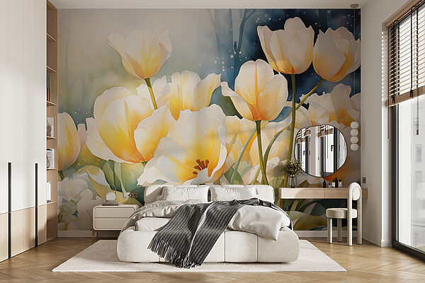 Peinture de fleurs blanches Papier peint Peinture de fleurs blanches