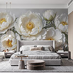 Papier peint Groupe de fleurs blanches