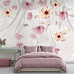 Papier peint Peinture de fleurs sur fond blanc