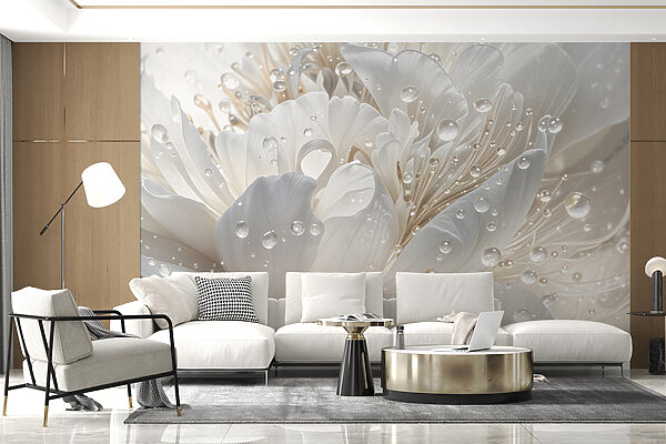 Tapisserie Murale Imprimée Fleurs - Décoration Maison - Polyester - Taille Unique