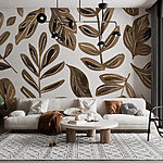 Papier peint Motif de feuilles brunes