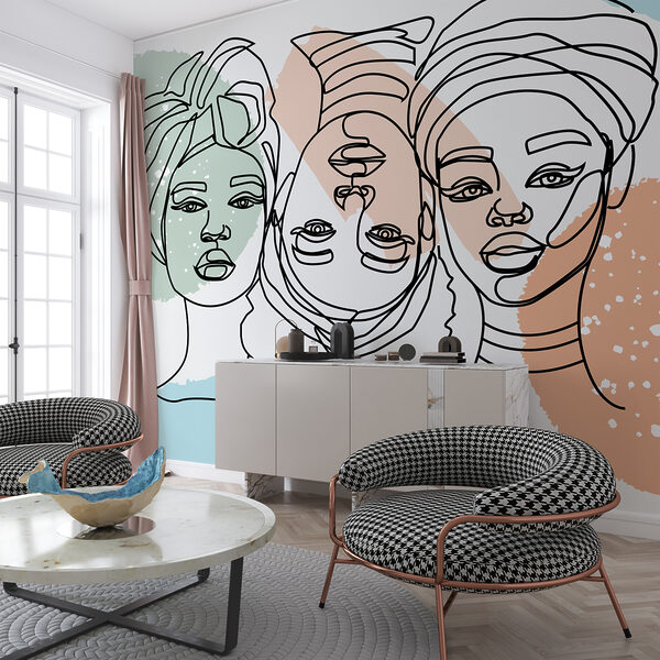 Groupe de visages de femmes Papier peint Groupe de visages de femmes