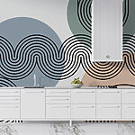 Papier peint Lignes et cercles noirs