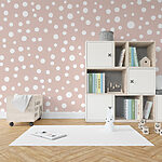 Papier peint Motif à pois rose et blanc