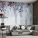 Papier peint Peinture de feuilles et de fleurs