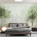 Papier peint Forêt brumeuse avec des arbres