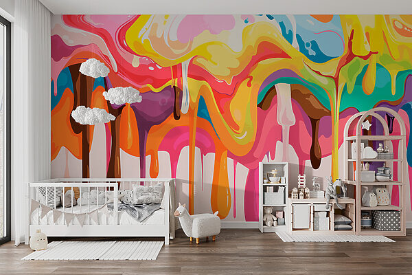 Peinture colorée dégoulinant Papier peint Peinture colorée dégoulinant