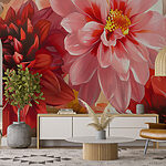 Papier peint Groupe de fleurs sur fond flou