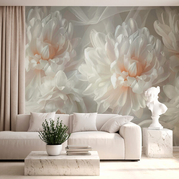 Groupe de fleurs blanches Papier peint Groupe de fleurs blanches