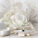 Papier peint Groupe de feuilles blanches et grises