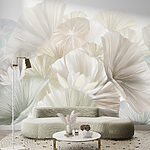 Papier peint Groupe de feuilles blanches et grises