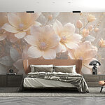Papier peint Groupe de fleurs avec feuilles