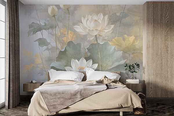 Fleurs de lotus dans une brume rêveuse Papier peint Fleurs de lotus dans une brume rêveuse