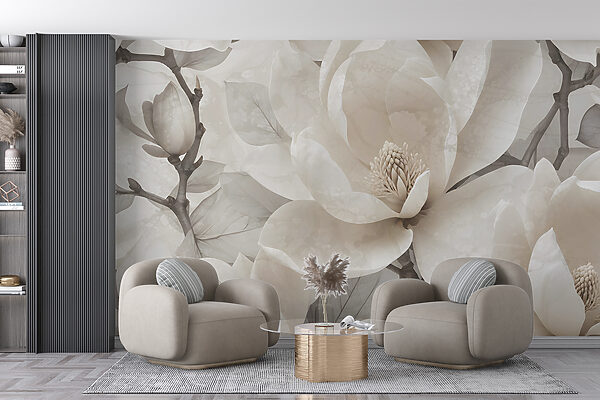 Magnolias élégants dans des tons sourds Papier peint Magnolias élégants dans des tons sourds